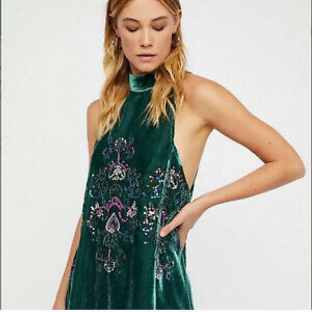 FREE PEOPLE - Jill's Sequin Aline Halter Dress SM
